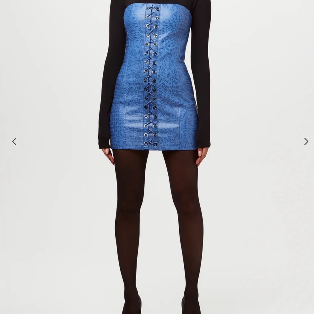 Naked Wardrobe Blue and Black Mini Dress